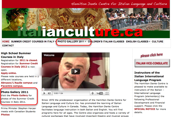 1. Visit the Italianculture.ca website for regular photo updates